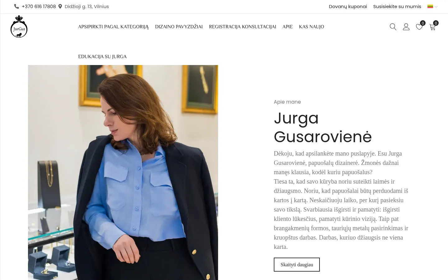 JurGus – svetainės fragmentas