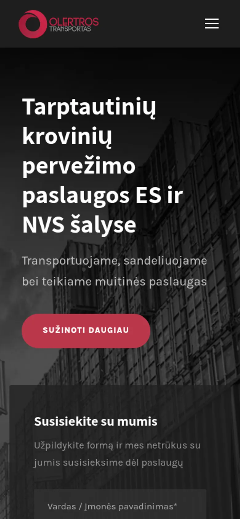Olertros transportas – mobili versija